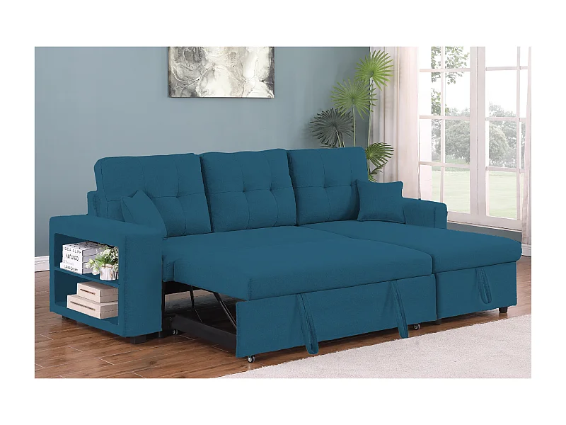 Divano angolare trasformabile a 4 posti blu GLASGOW