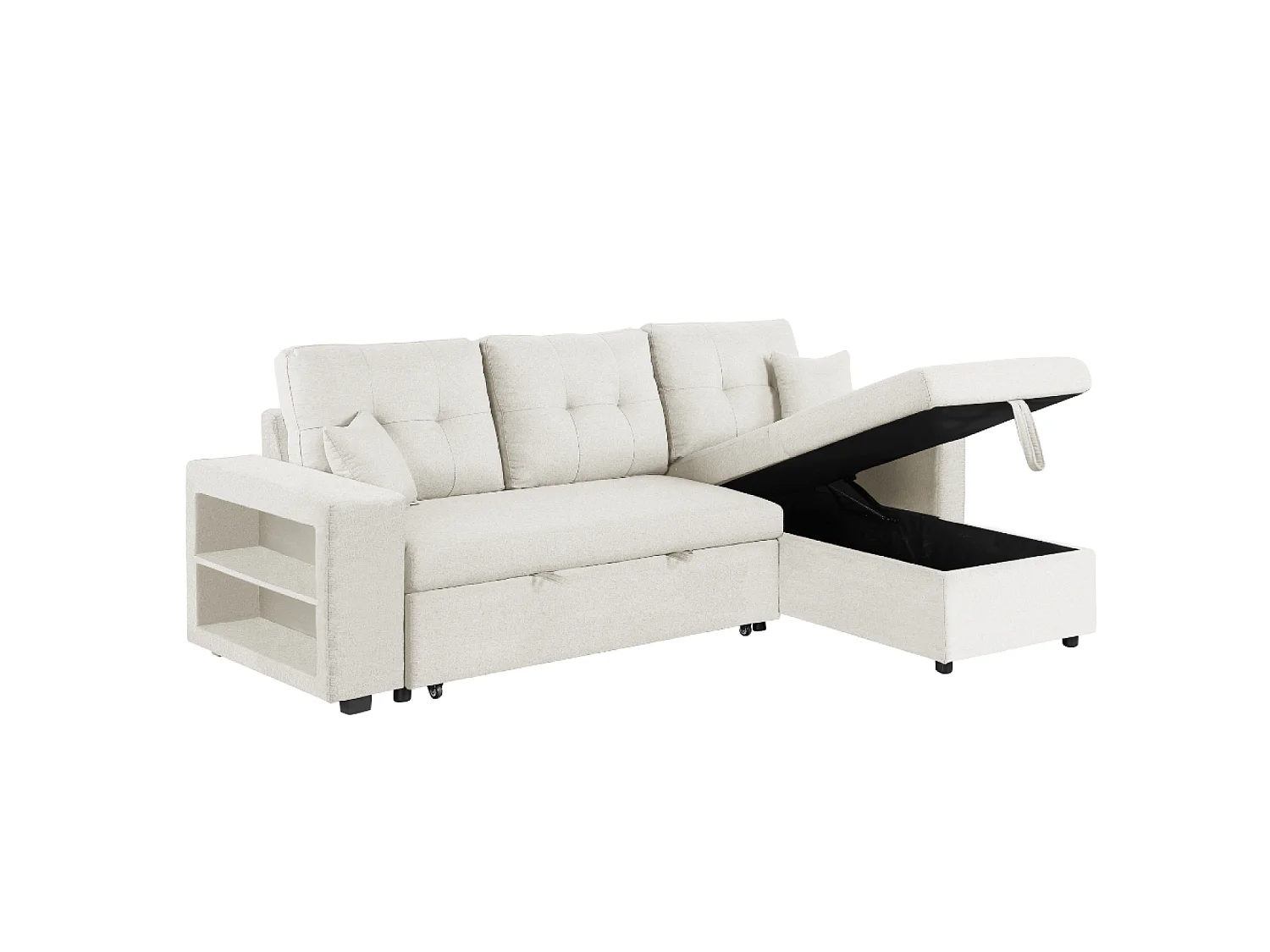 Canapé d'angle convertible beige 4 places GLASGOW
