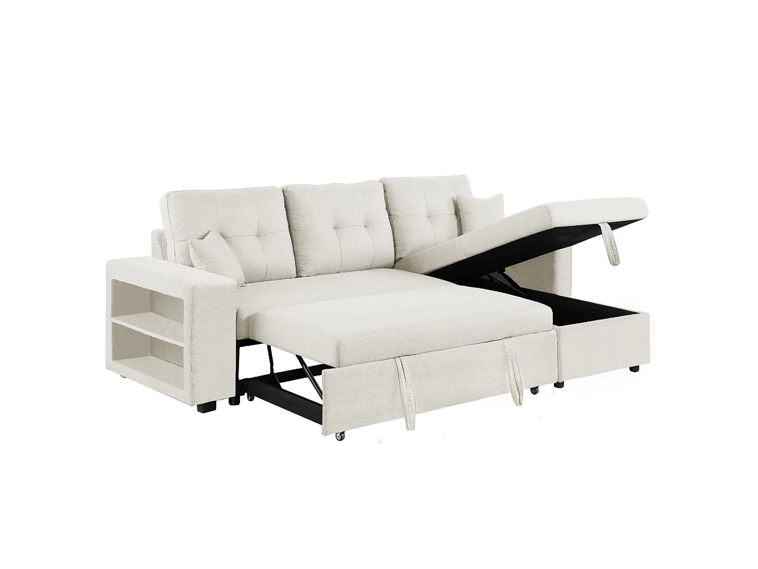 Canapé d'angle convertible beige 4 places GLASGOW