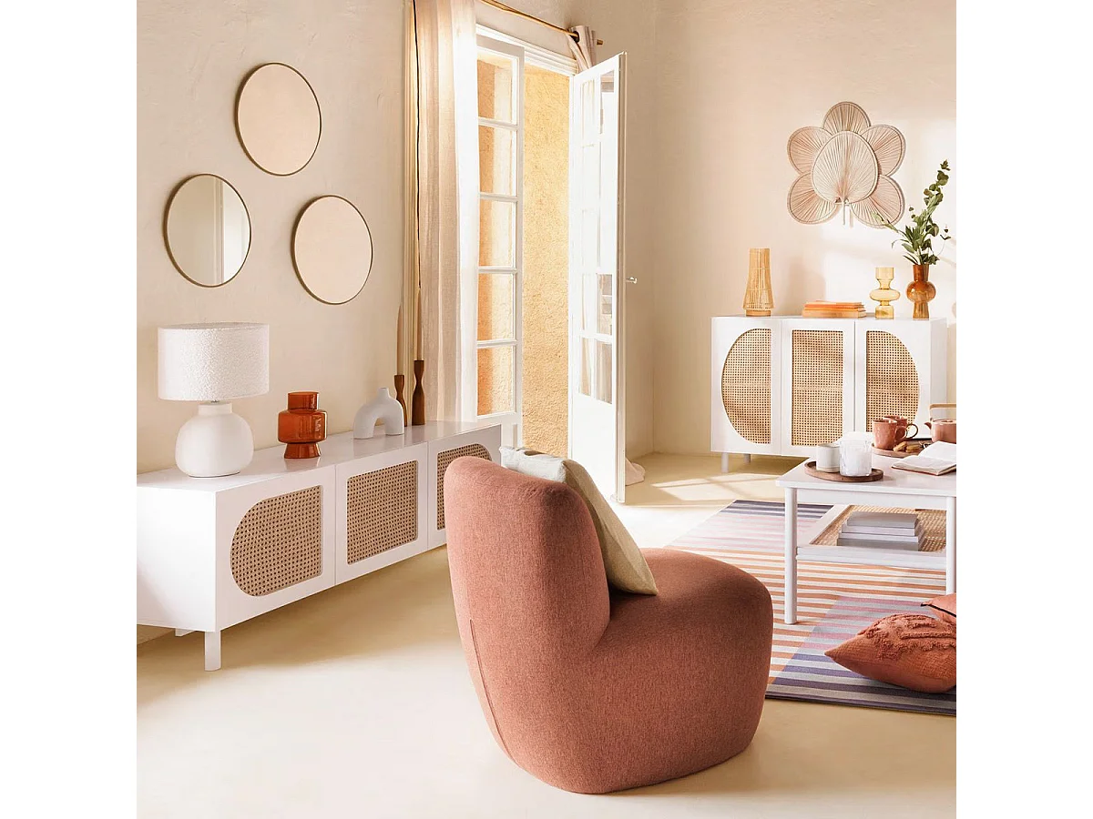 Fauteuil chauffeuse tissu chiné Terracotta