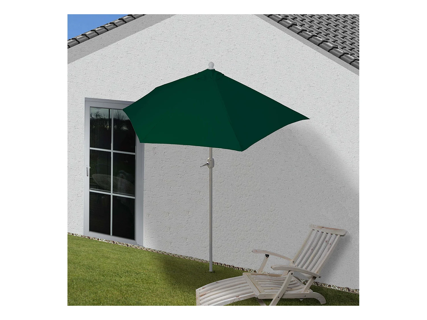 Parasol Lorca I semi-circulaire UV 50,  270cm vert sans support