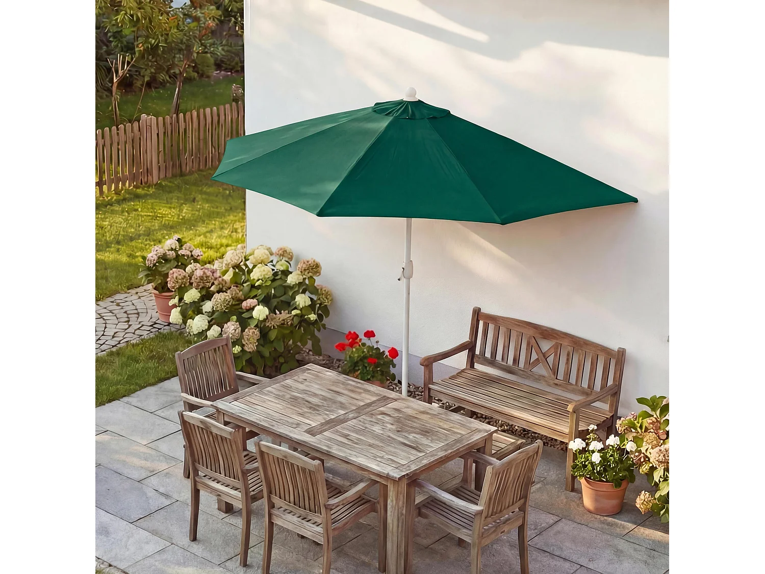 Parasol Lorca I semi-circulaire UV 50,  270cm vert sans support