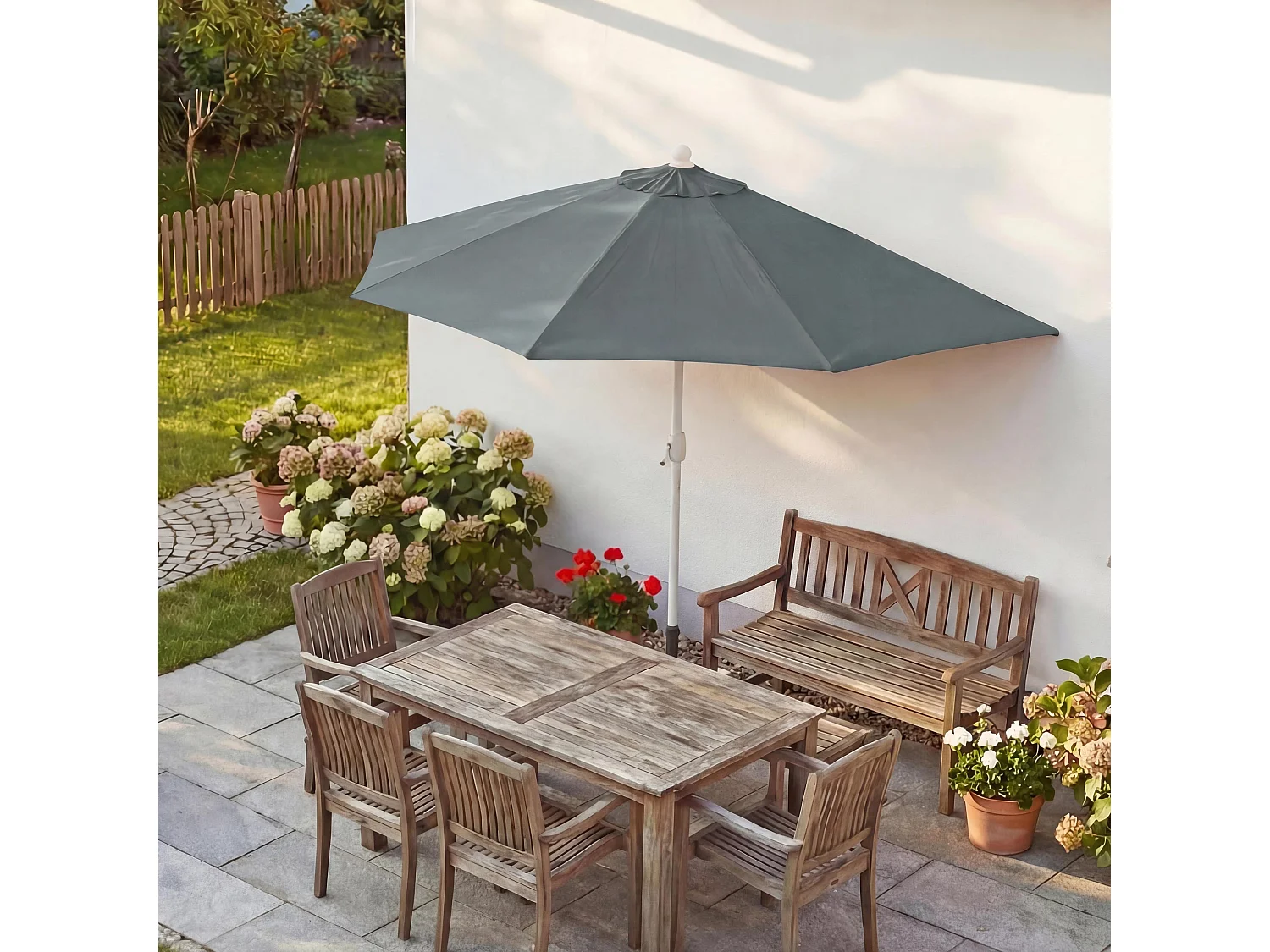 Parasol Lorca I halfronde UV 50+,  270cm antraciet zonder voet