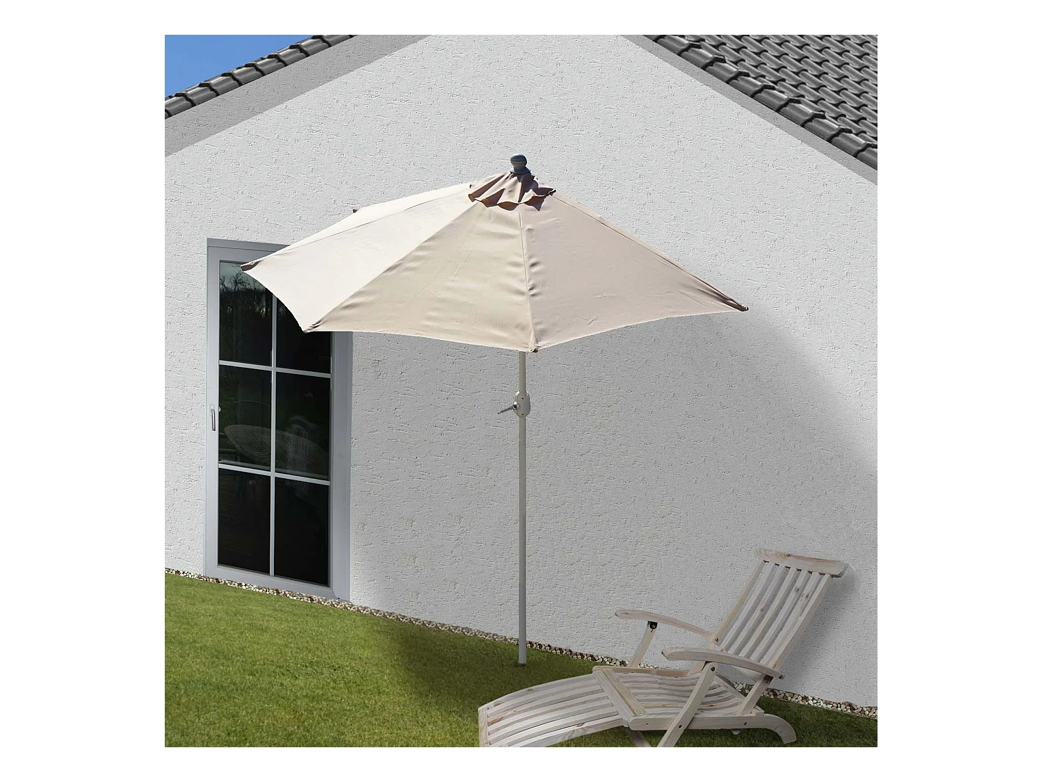 Parasol Lorca semi-circulaire 2,7m UV 50,  crème sans pied