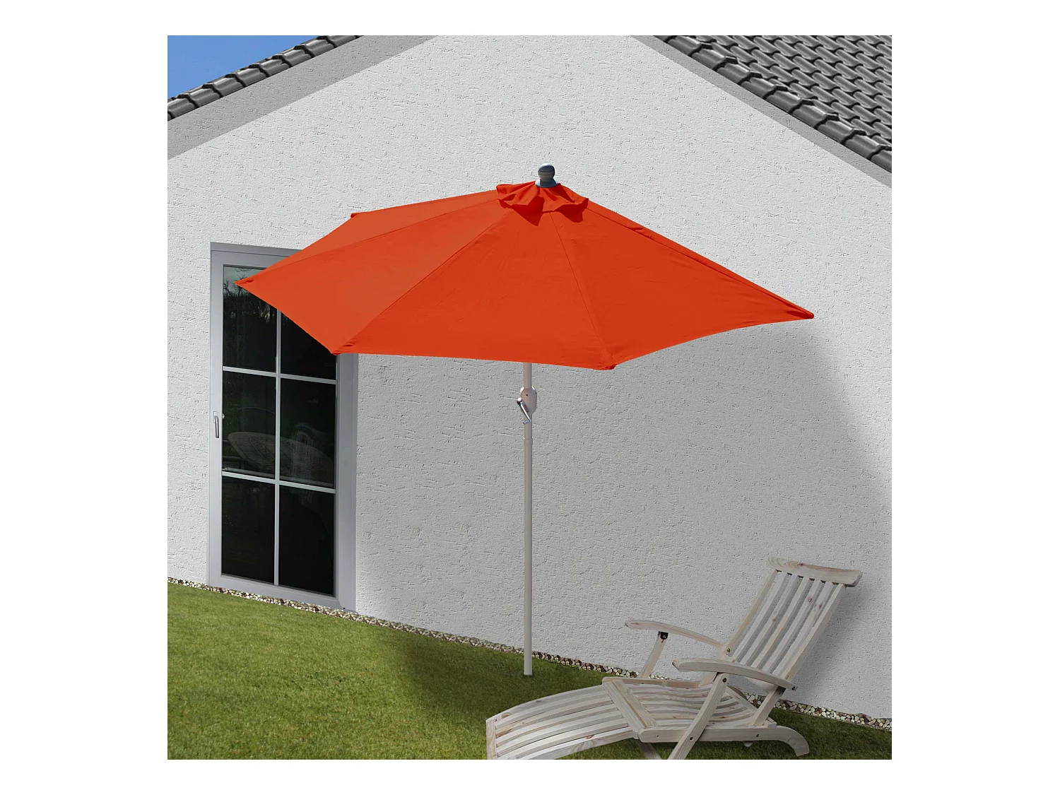 Parasol Lorca semi-circulaire 2,7m UV 50,  terracotta sans pied