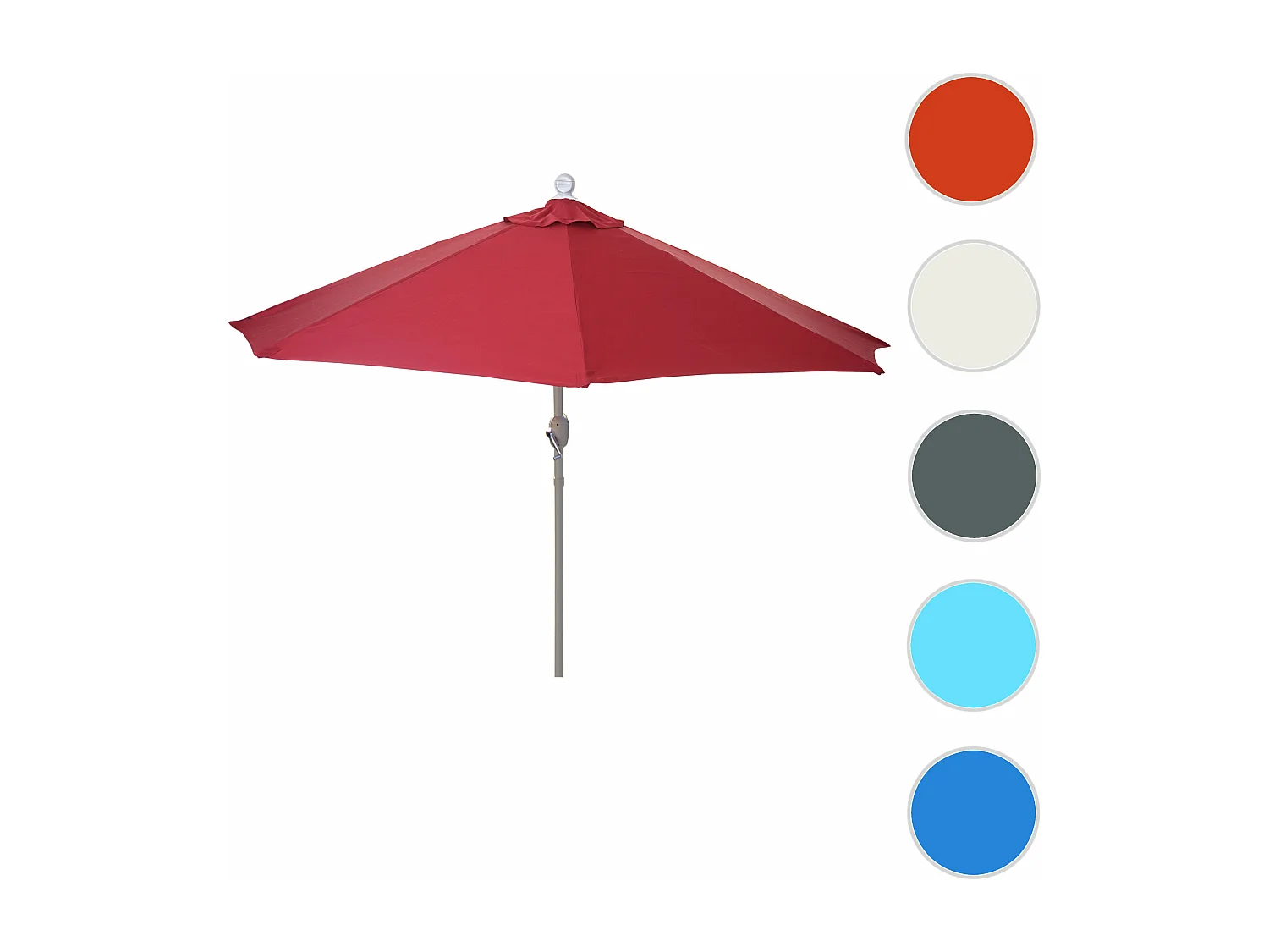 Parasol Lorca I półokrągły UV 50+,  270cm bordowy bez stojaka