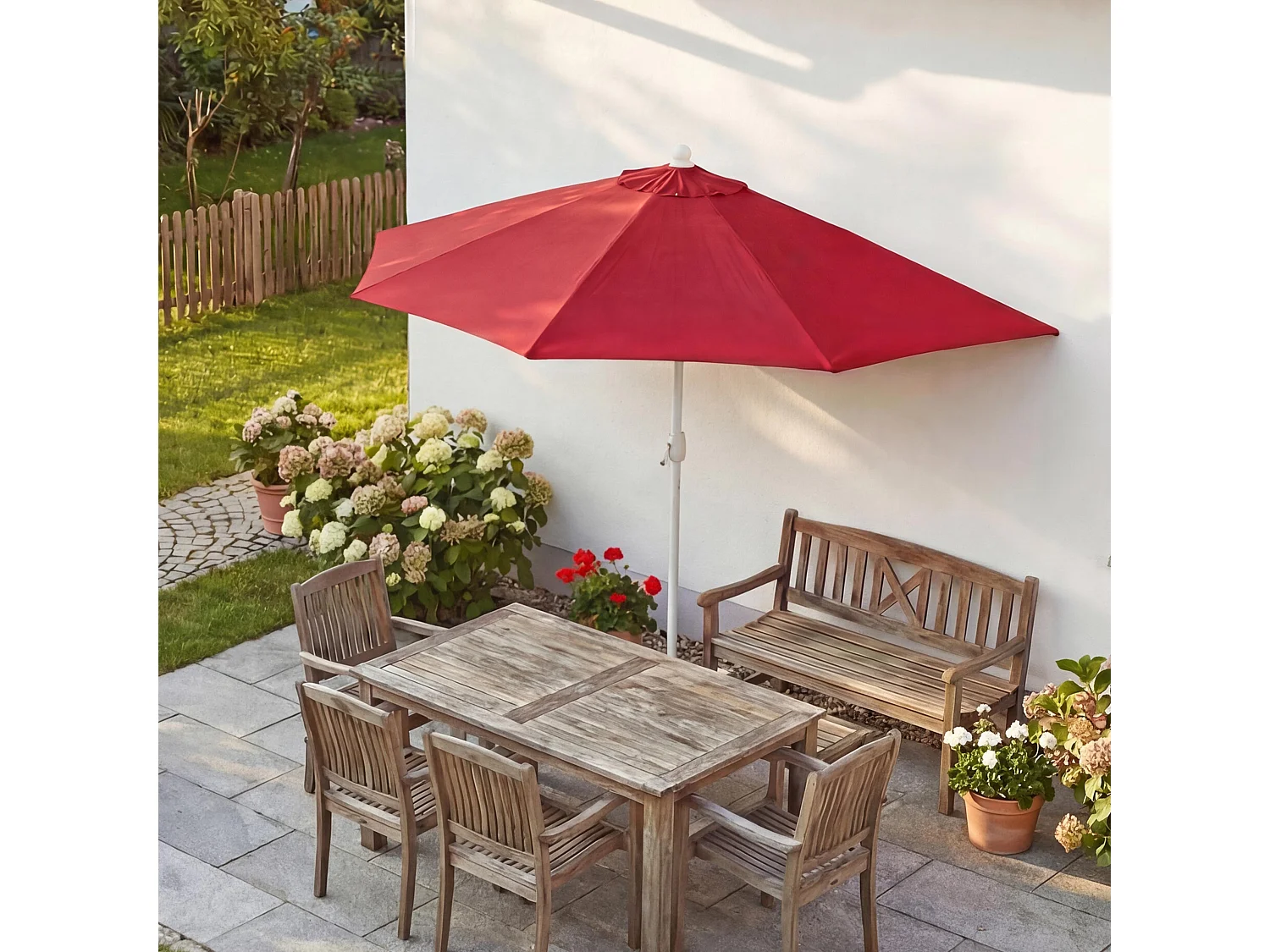 Parasol Lorca semi-circulaire 2,7m UV 50,  270cm bordeaux sans pied