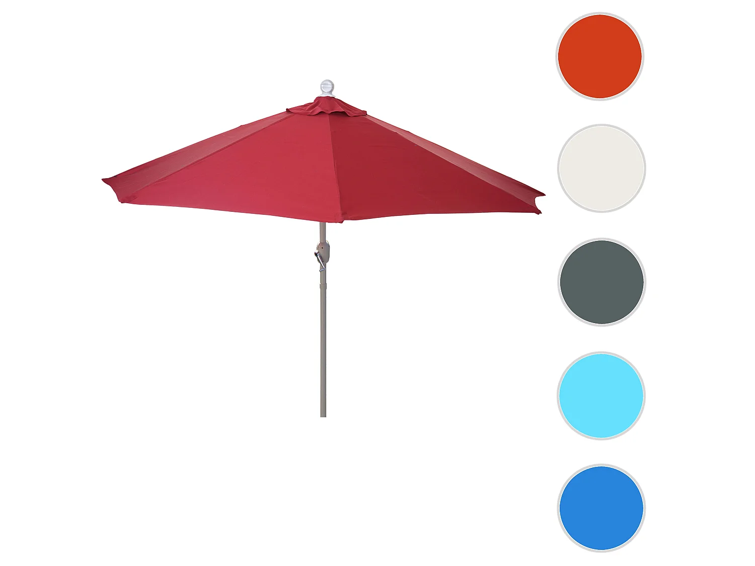 Parasol Lorca semi-circulaire 2,7m UV 50,  270cm bordeaux sans pied