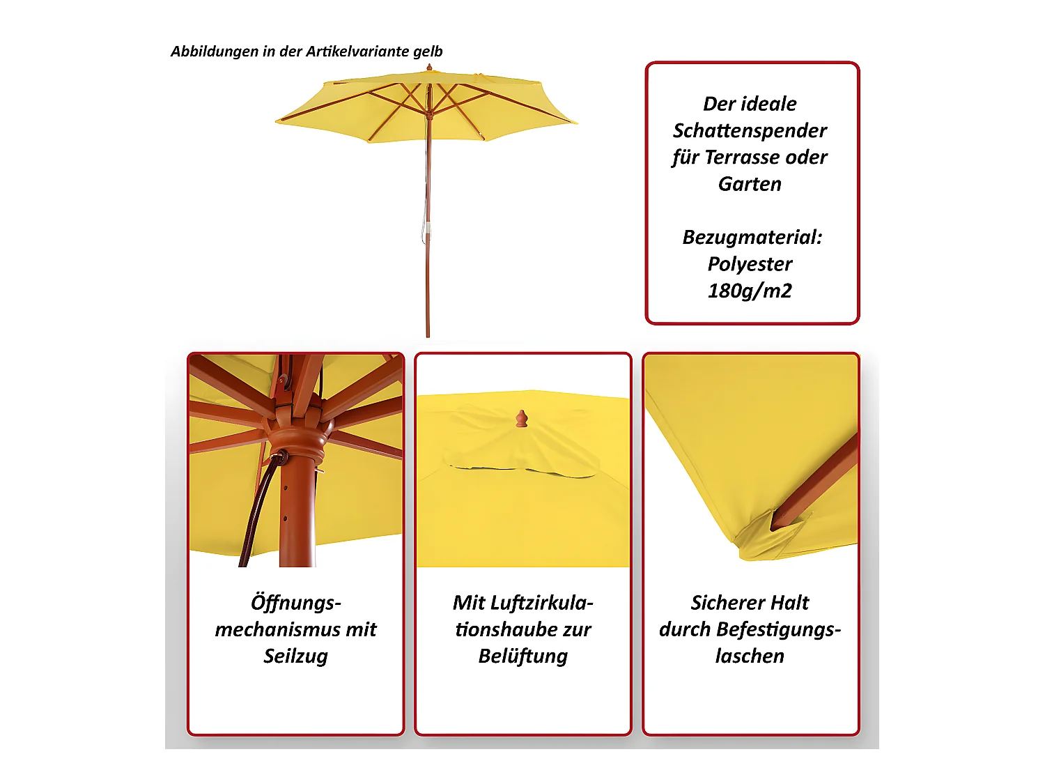 Parasol Lissabon III rond,  antraciet