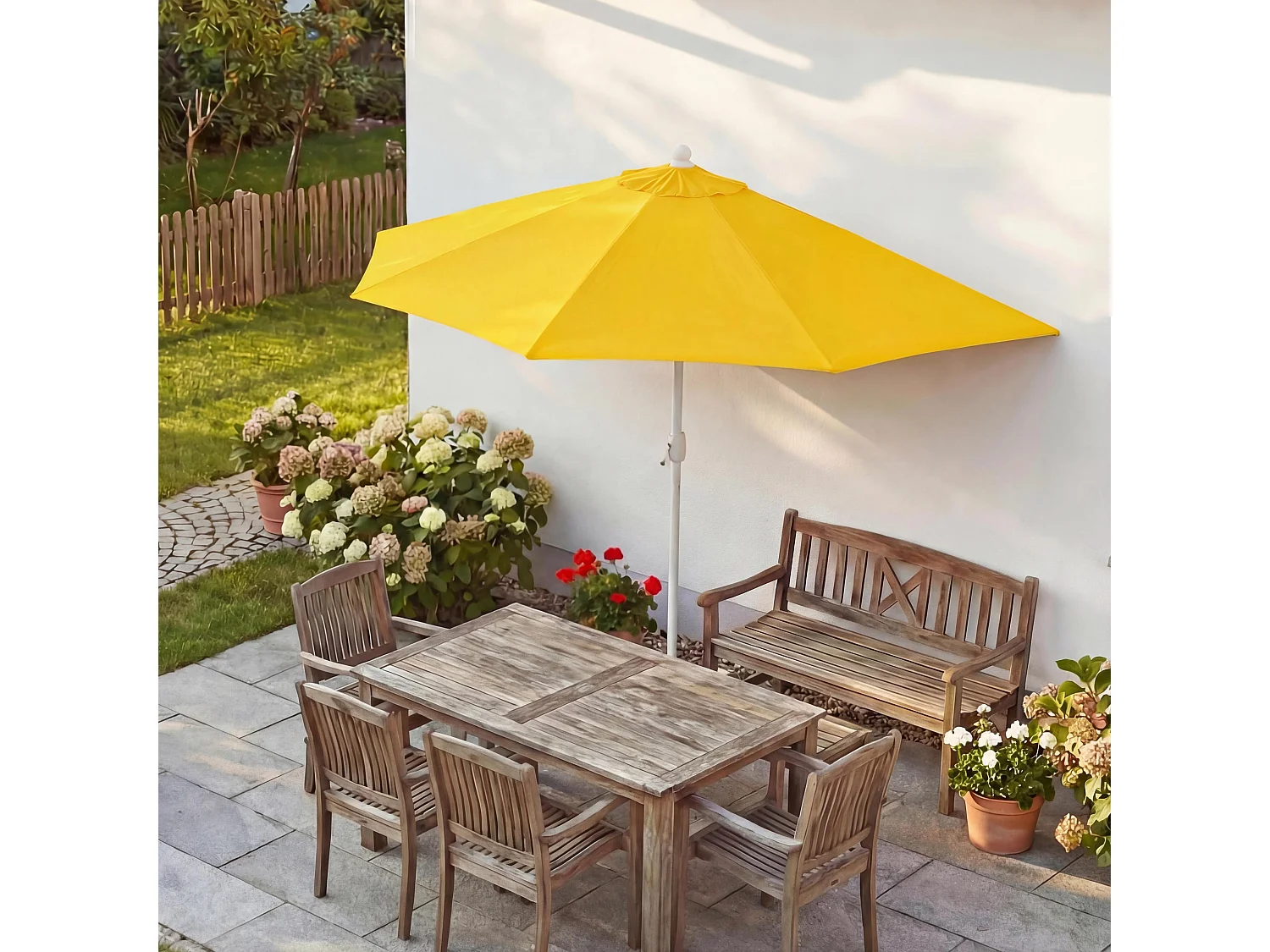 Parasol Lorca I semi-circulaire UV 50,  270cm jaune sans support