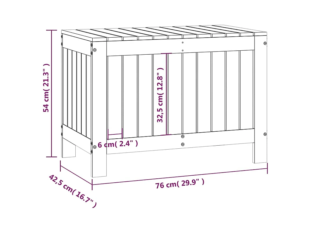 Boîte de rangement de jardin Blanc 76x42,5x54 cm Bois de pin