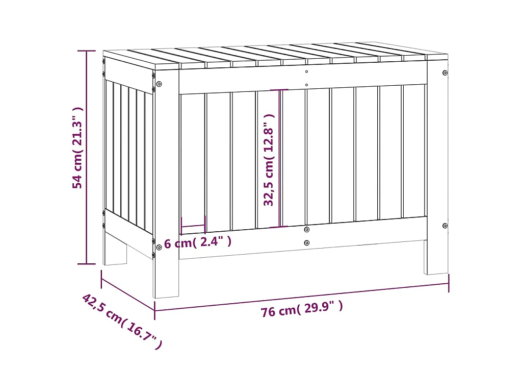 Contenitore da Giardino 76x42,5x54 cm in Legno Massello di Pino