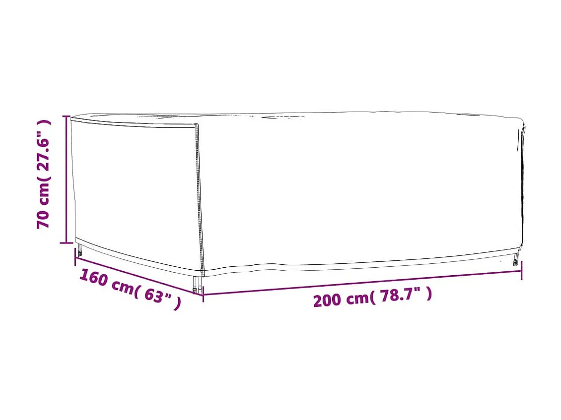 Housse de salon de jardin noir 200x160x70 cm imperméable 420D