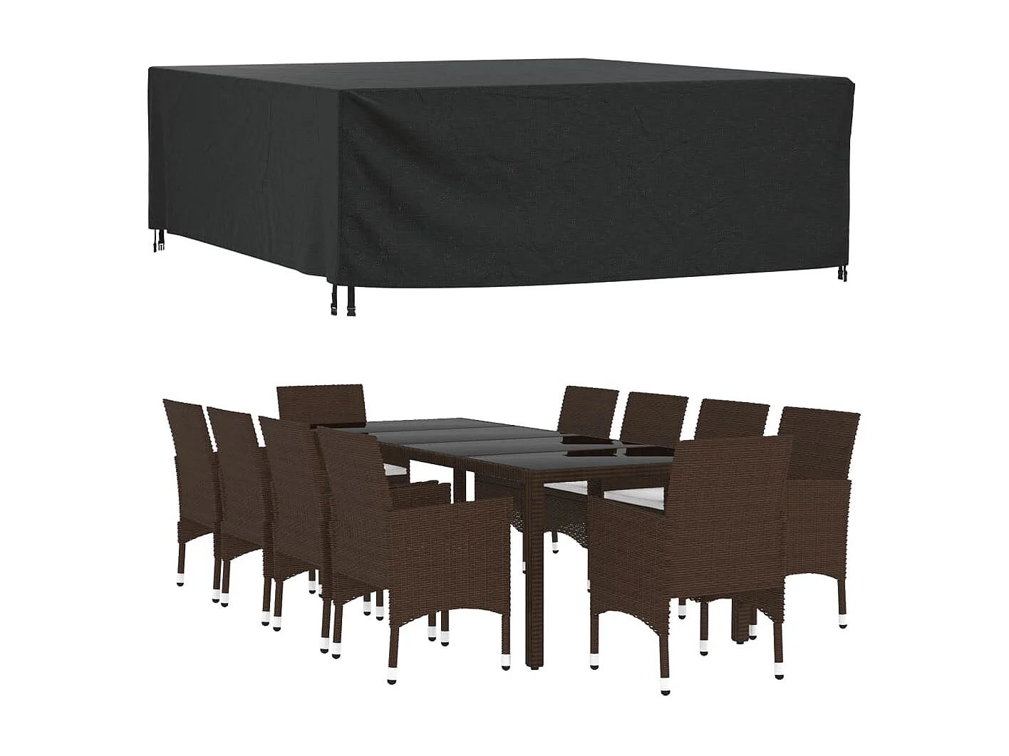 Housse de salon de jardin noir 260x260x90 cm imperméable 420D
