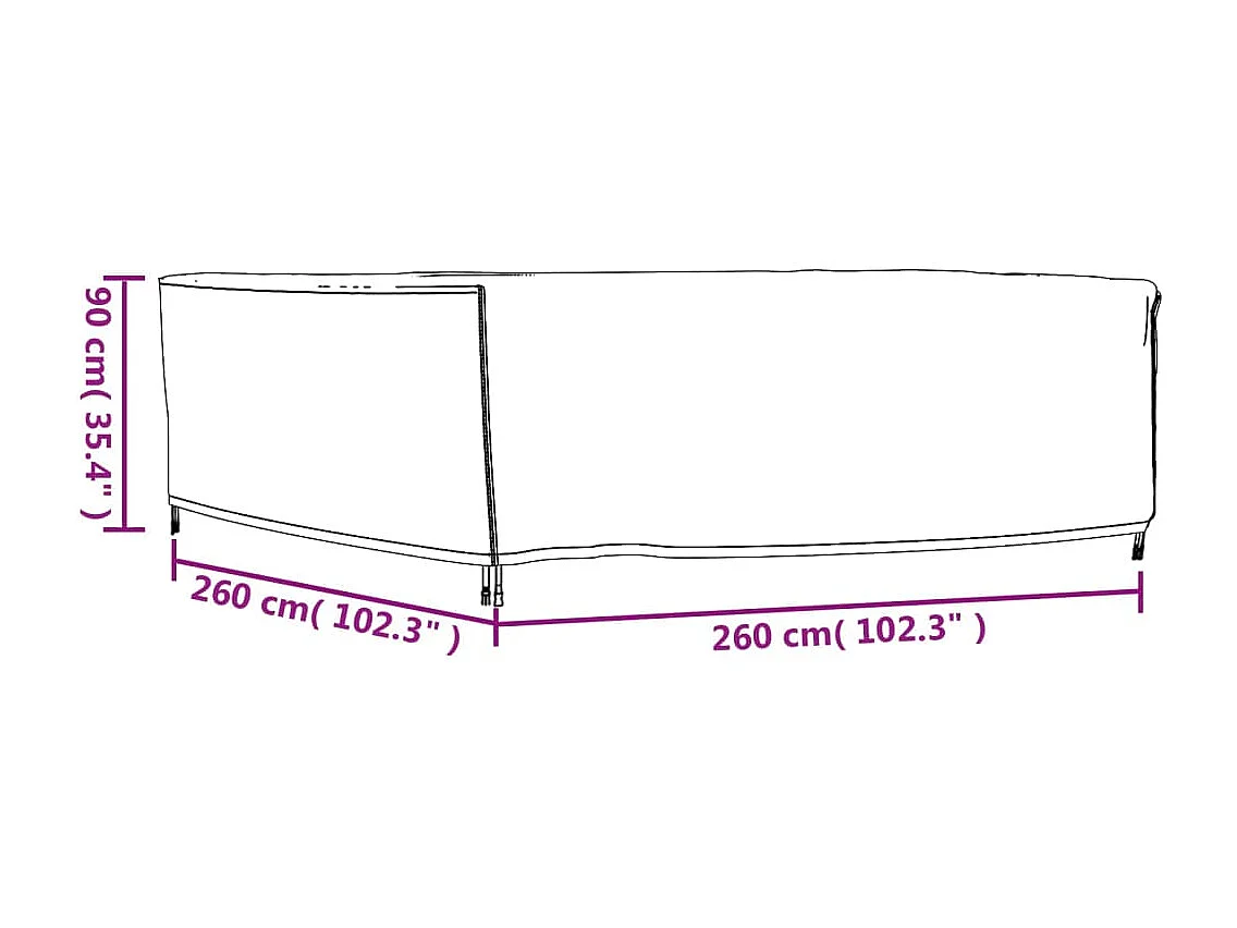 Housse de salon de jardin noir 260x260x90 cm imperméable 420D