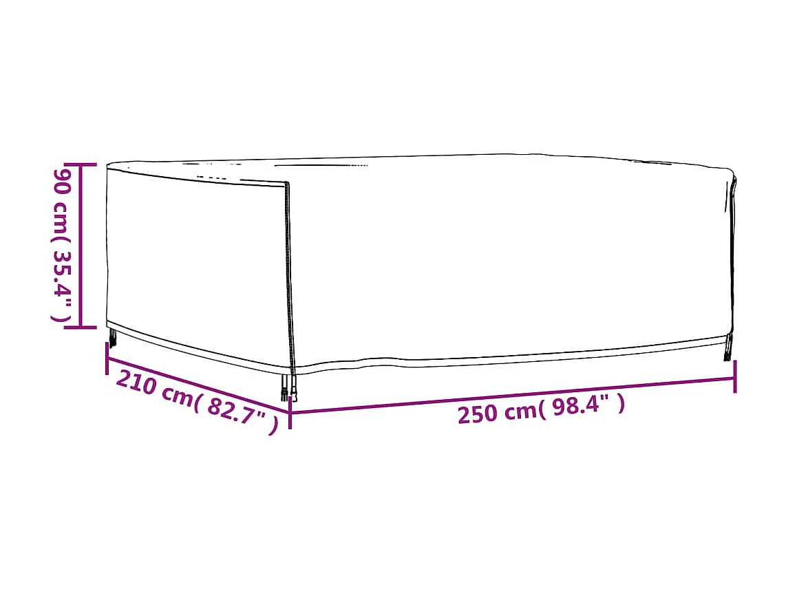 Gartenmöbel-Abdeckung Schwarz 250x210x90 cm Wasserdicht 420D
