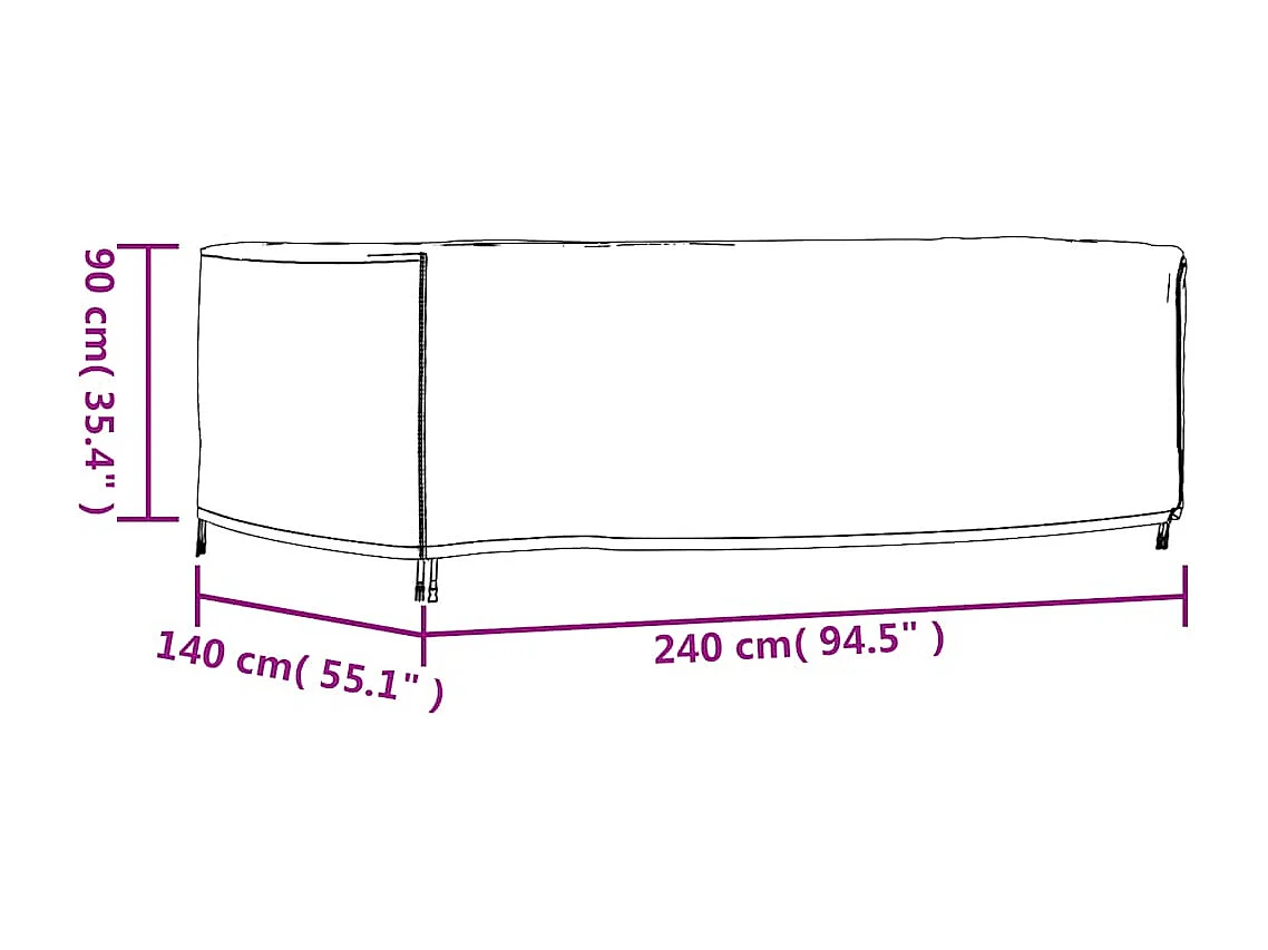 Tuinmeubelhoes waterdicht 420D 240x140x90 cm zwart