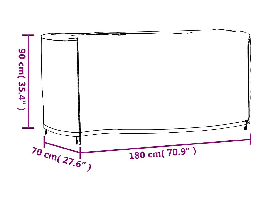 Gartenmöbel-Abdeckung Schwarz 180x70x90 cm Wasserdicht 420D