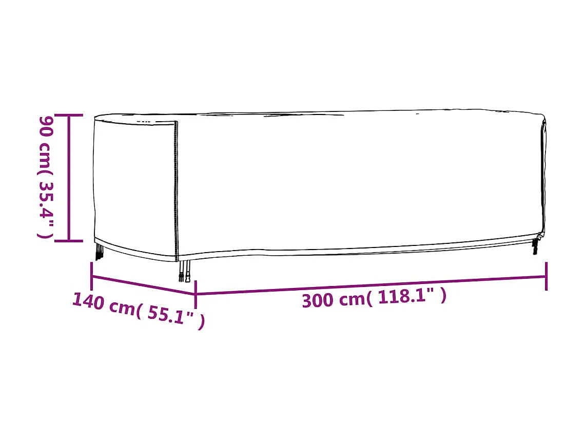 Gartenmöbel-Abdeckung Schwarz 300x140x90 cm Wasserdicht 420D