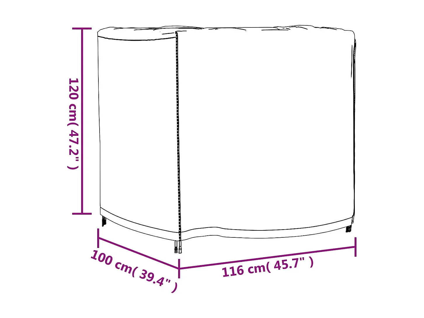 Gartenmöbel-Abdeckung Schwarz 116x100x120 cm Wasserdicht 420D