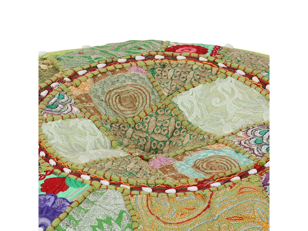 Pouf rond en coton fait à la main 40 x 20 cm Vert