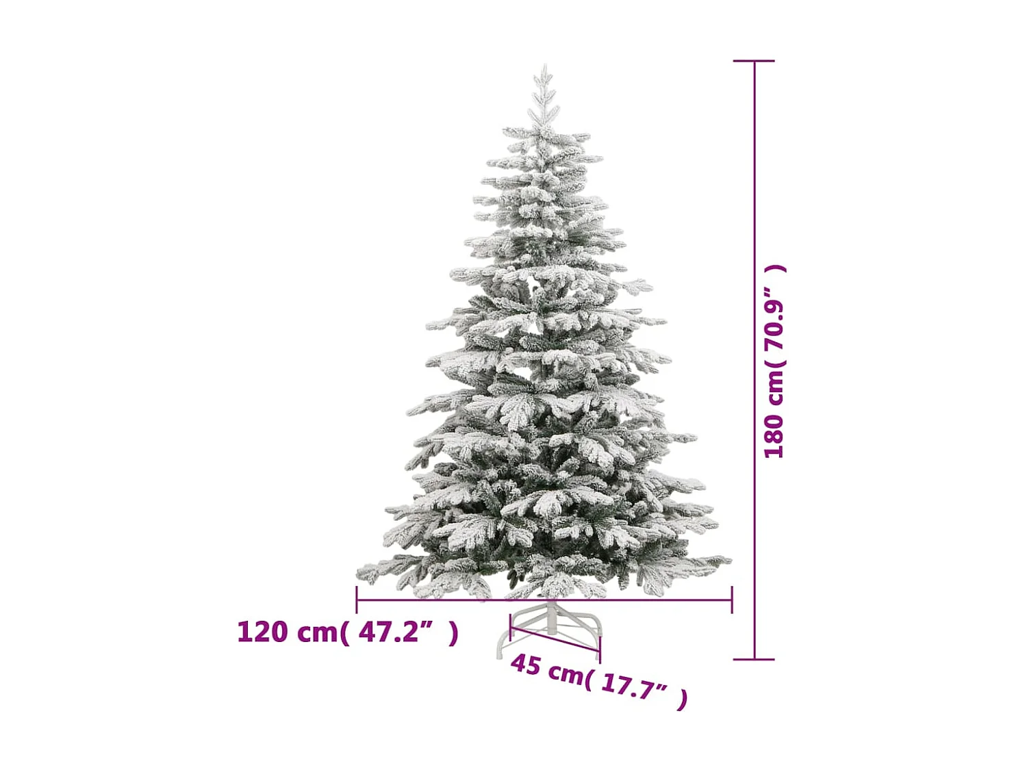 Sapin de Noël artificiel à charnières avec neige floquée 180 cm