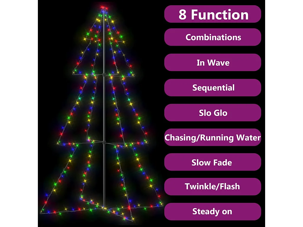 Albero di Natale a Cono 240 LED per Interni Esterni 118x180 cm