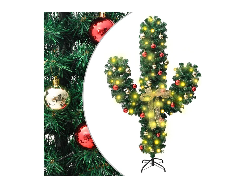 Cactus de Noël avec support et LED Vert 180 cm PVC