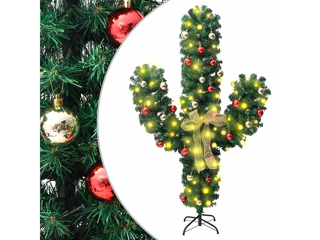 Kerstcactus met standaard en LED's 180 cm PVC groen
