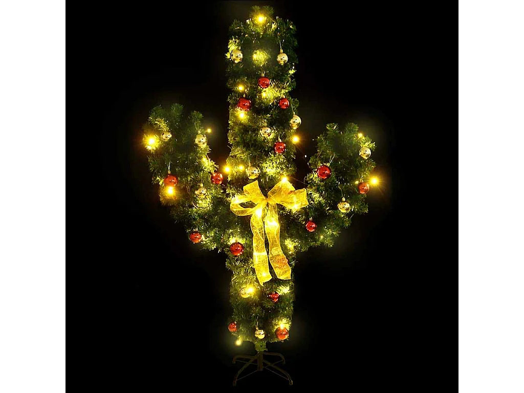Kerstcactus met standaard en LED's 180 cm PVC groen