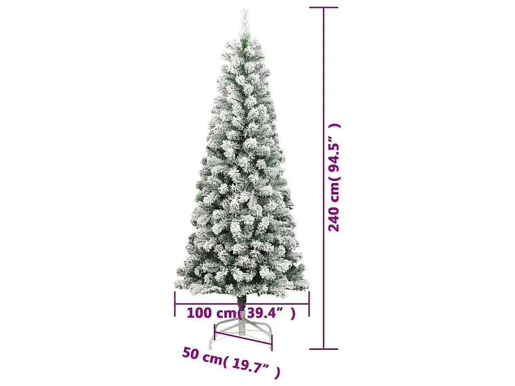 Kunstkerstboom met scharnieren en sneeuw 240 cm