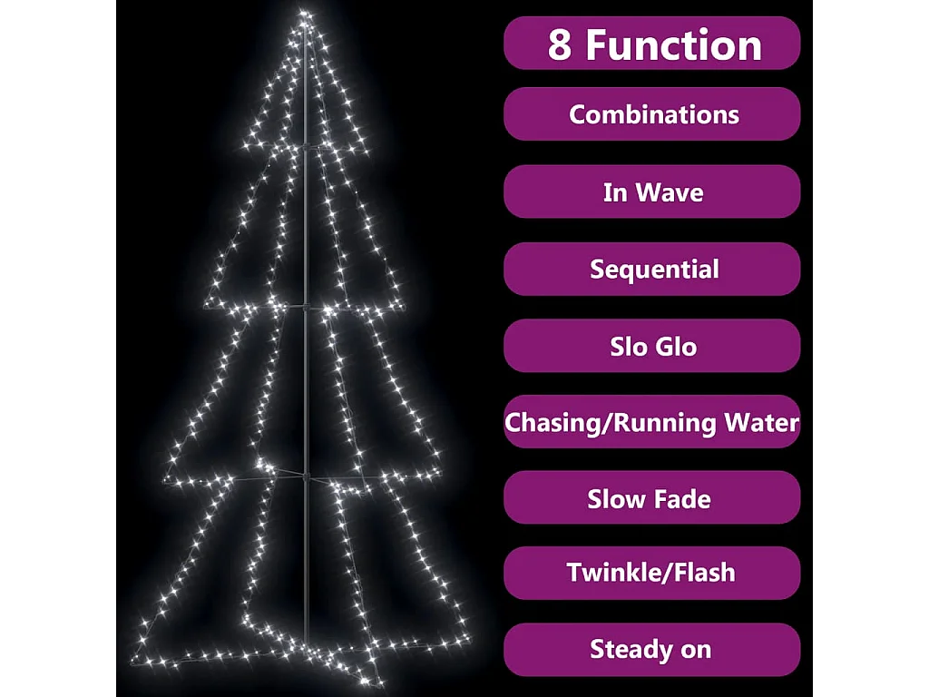 Árvore de Natal em cone 360 LEDs 143x250 cm interior e exterior