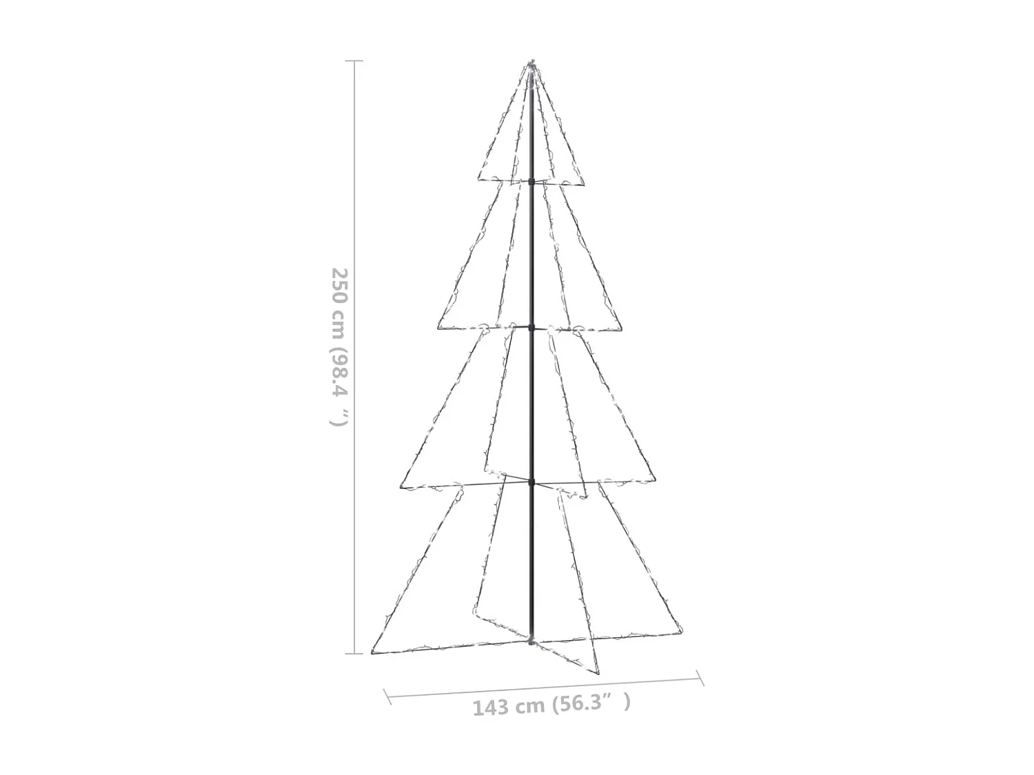 Árvore de Natal em cone 360 LEDs 143x250 cm interior e exterior