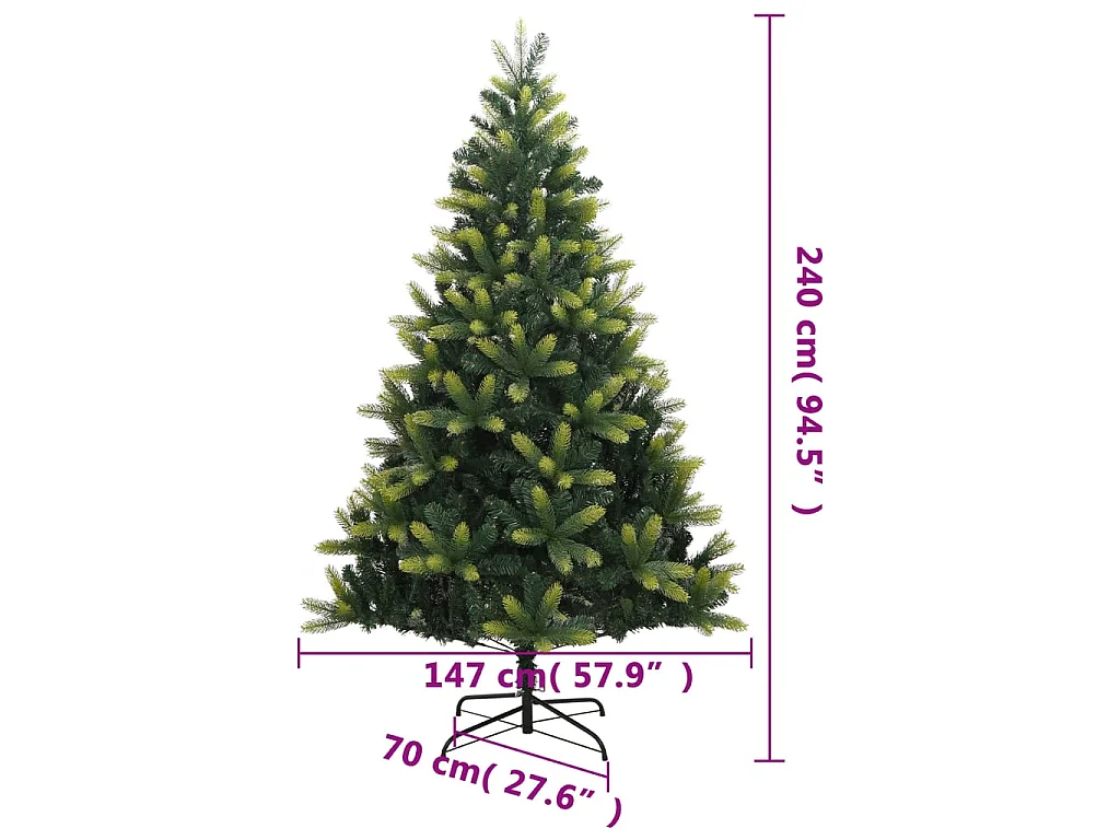 Árvore de Natal artificial articulada com suporte 240 cm