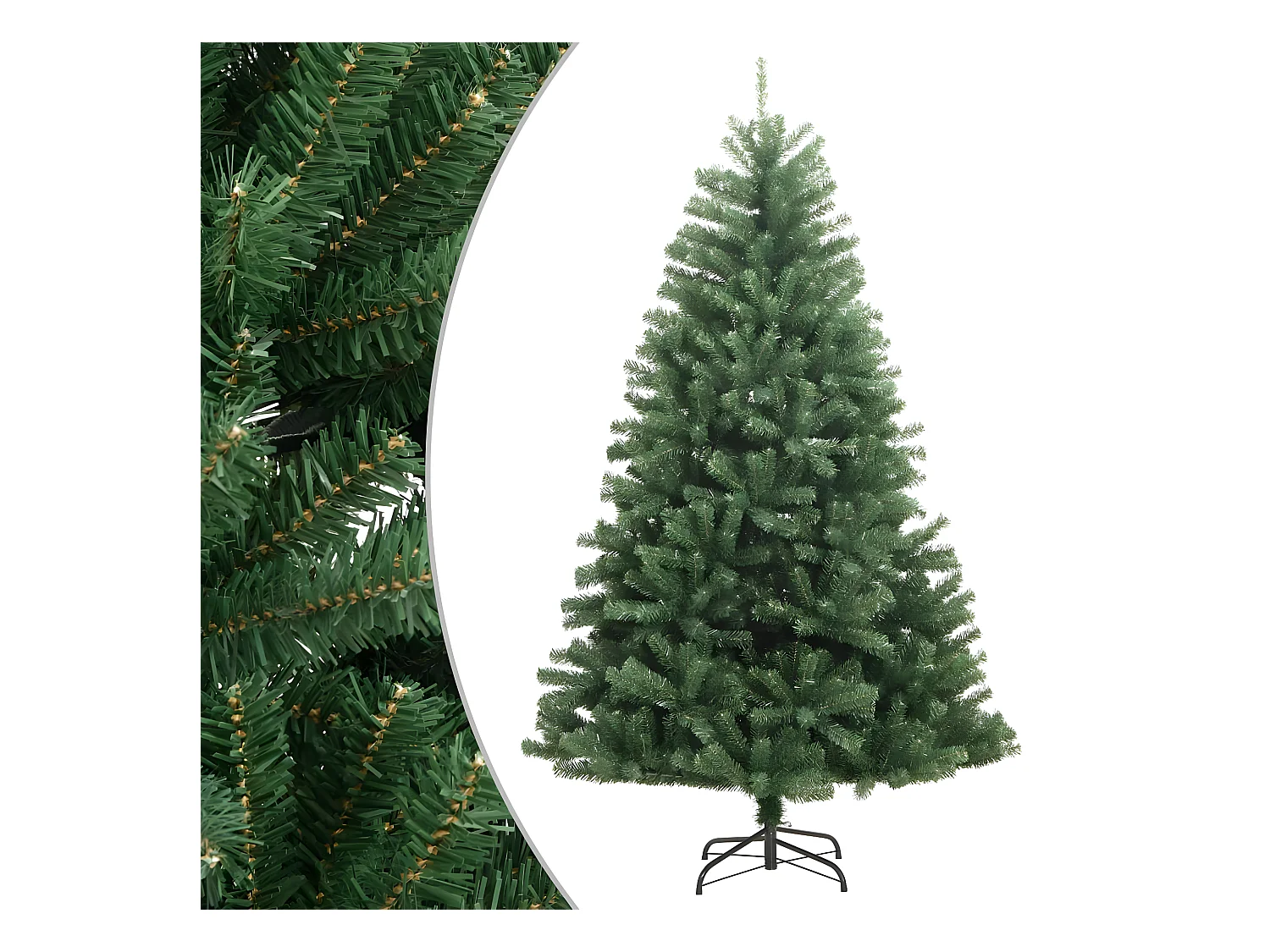 Árbol de Navidad artificial con bisagras y soporte verde 210 cm