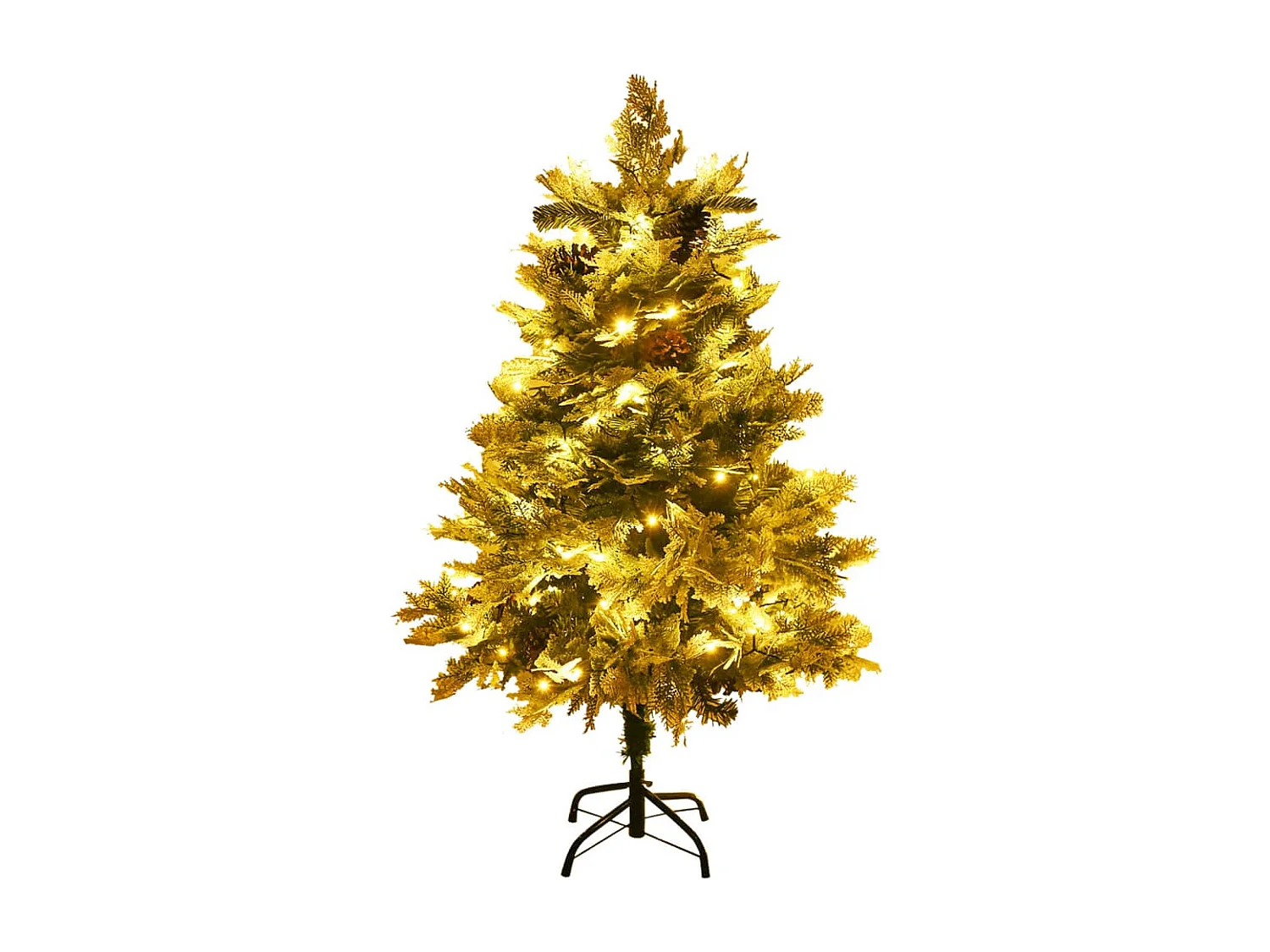 Weihnachtsbaum mit Beleuchtung und Kiefernzapfen Grün 150 cm