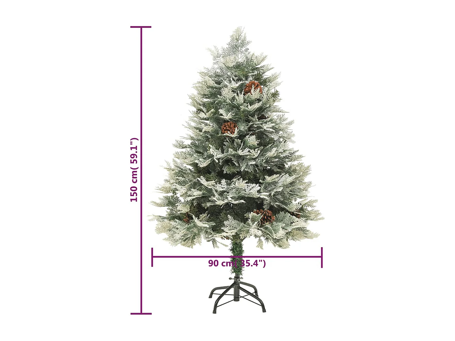 Weihnachtsbaum mit Beleuchtung und Kiefernzapfen Grün 150 cm