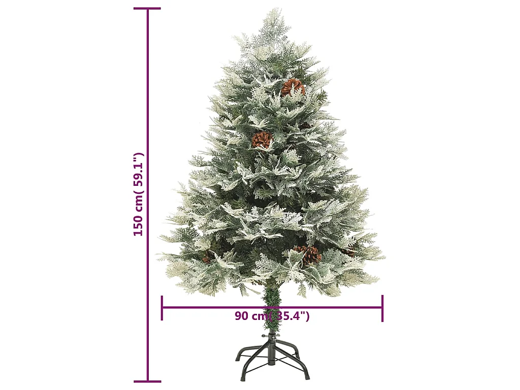 Árvore de Natal com pinhas pré-iluminada 150 cm PVC e PE verde