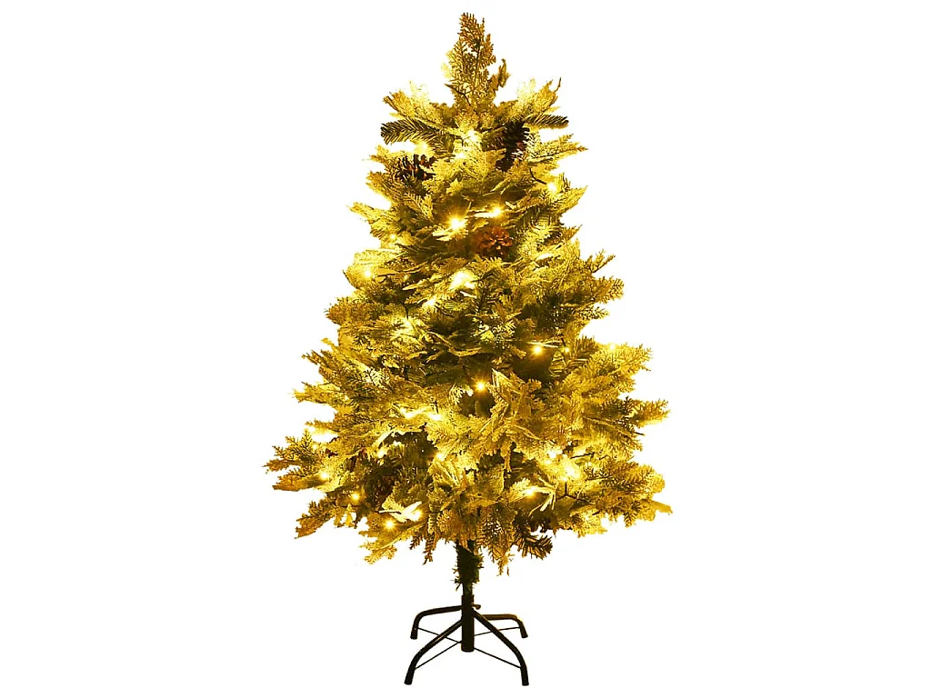 Árvore de Natal com pinhas pré-iluminada 150 cm PVC e PE verde