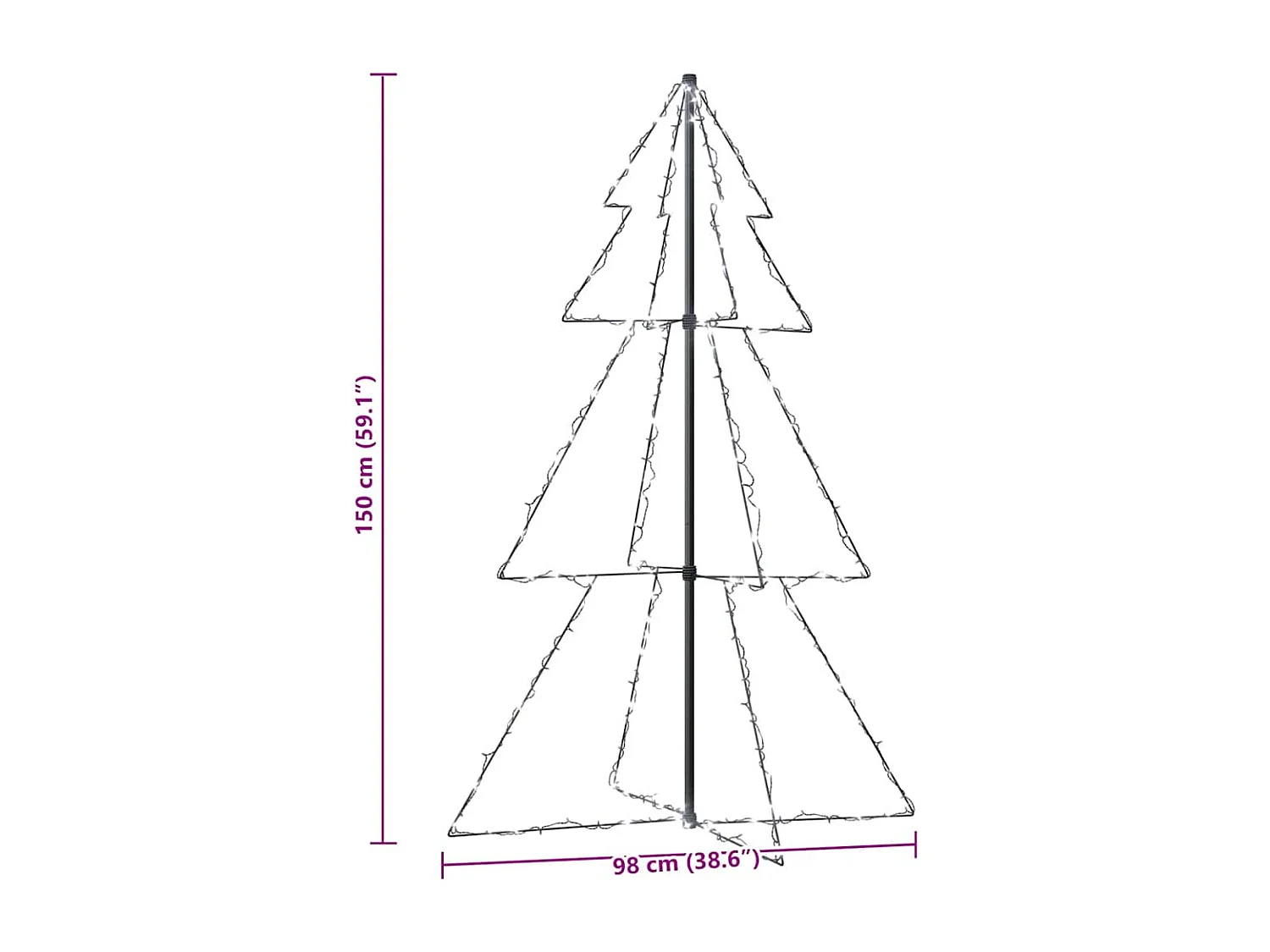 Albero di Natale a Cono 200 LED per Interni Esterni 98x150 cm