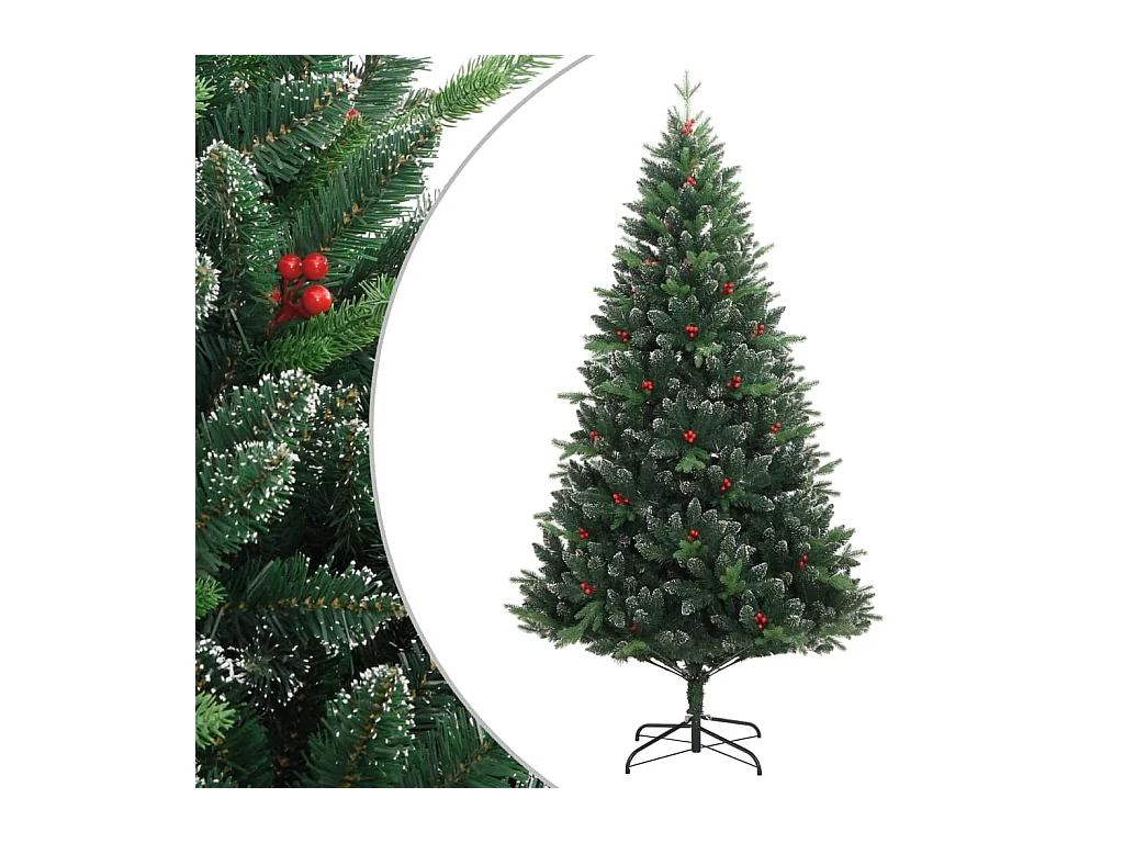Kunstkerstboom met scharnieren en rode bessen 180 cm