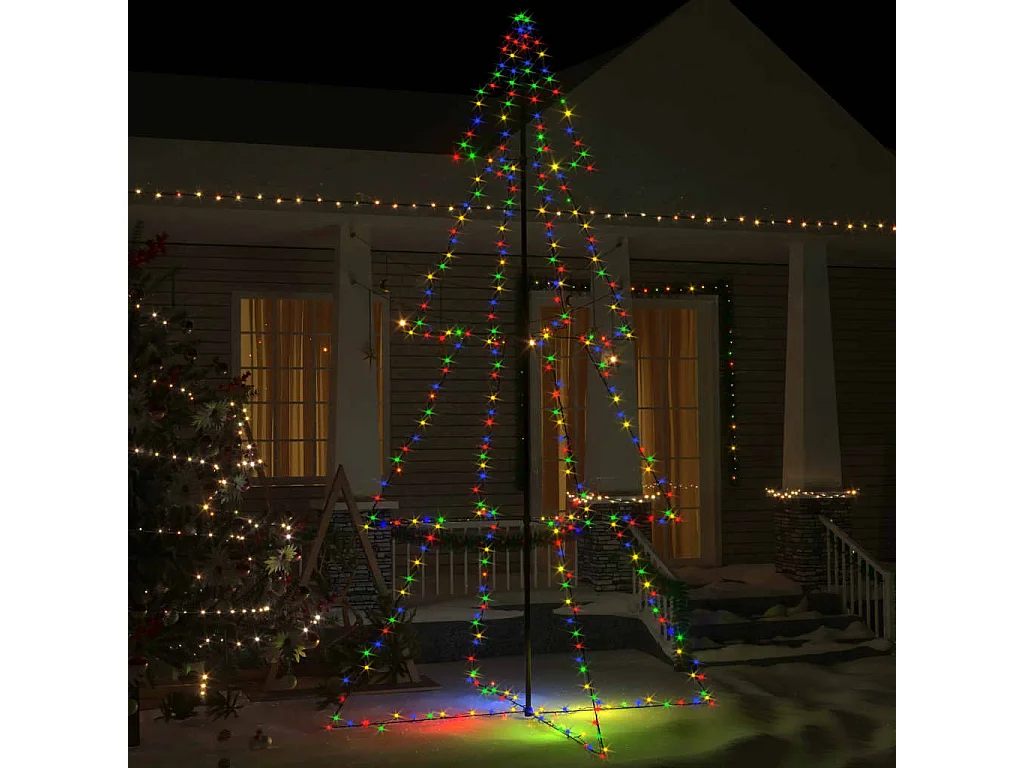 Arbre de Noël cône 360 LED d&#039;intérieur/d&#039;extérieur 143x250 cm