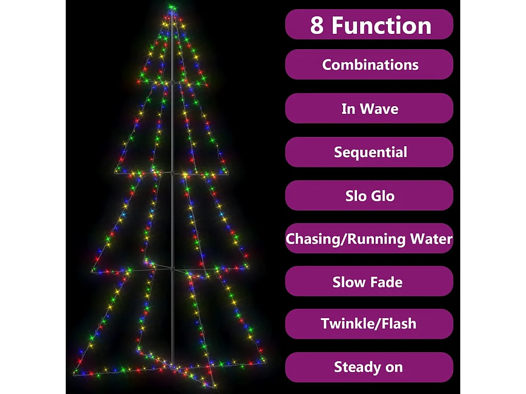 Arbre de Noël cône 360 LED d&#039;intérieur/d&#039;extérieur 143x250 cm