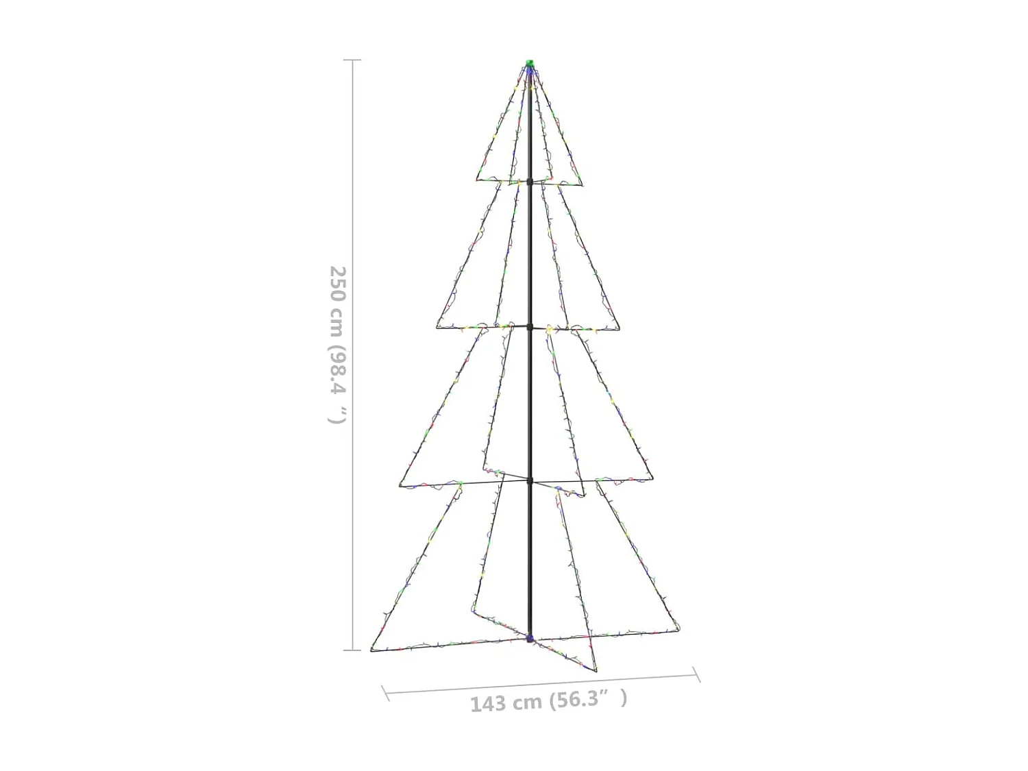 Arbre de Noël cône 360 LED d&#039;intérieur/d&#039;extérieur 143x250 cm