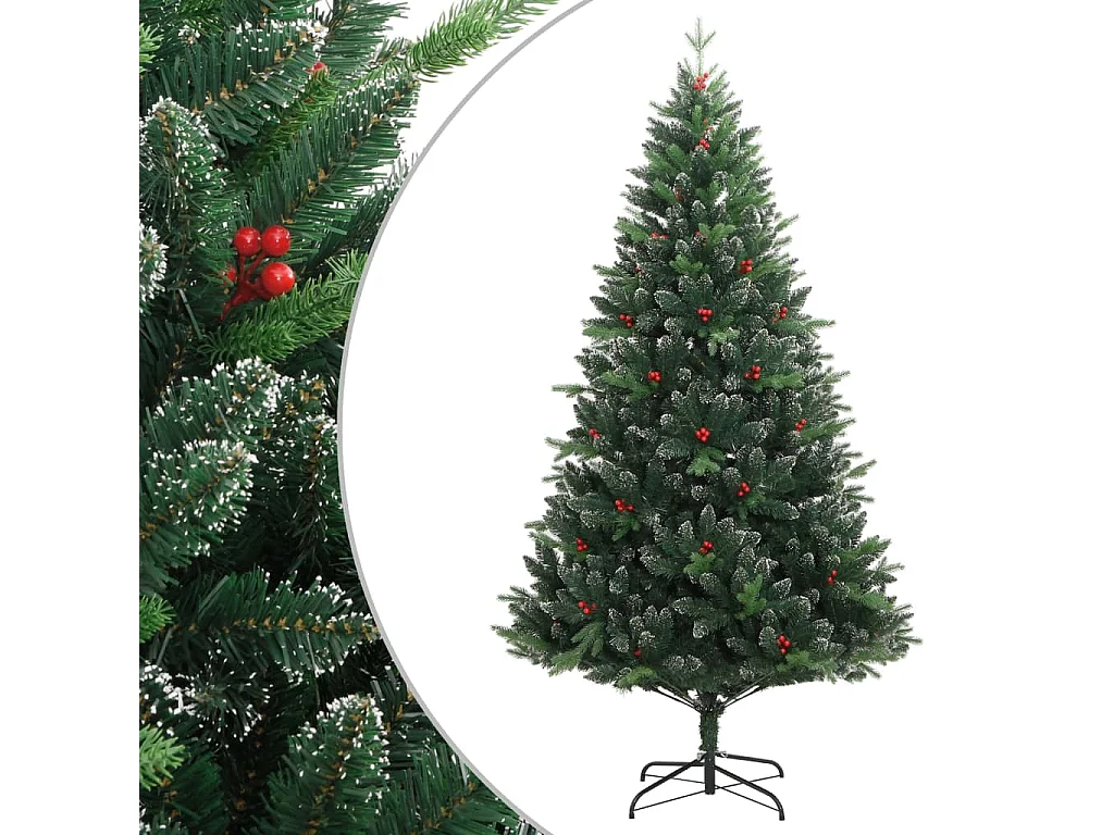 Kunstkerstboom met scharnieren en rode bessen 240 cm