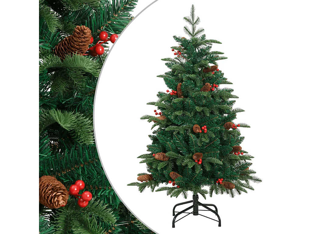 Sapin de Noël artificiel avec pommes de pin et baies 120 cm