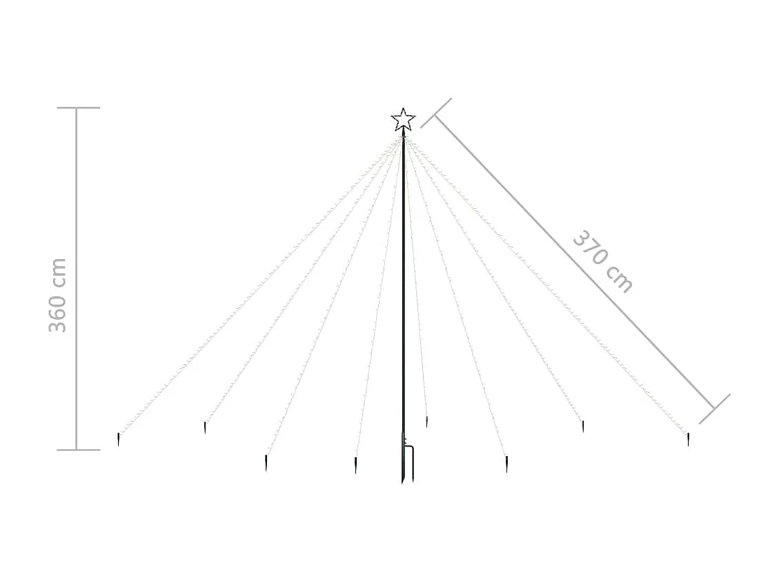 LED-Lichterkette Weihnachtsbaum Indoor Outdoor 576 LEDs 3,6 m