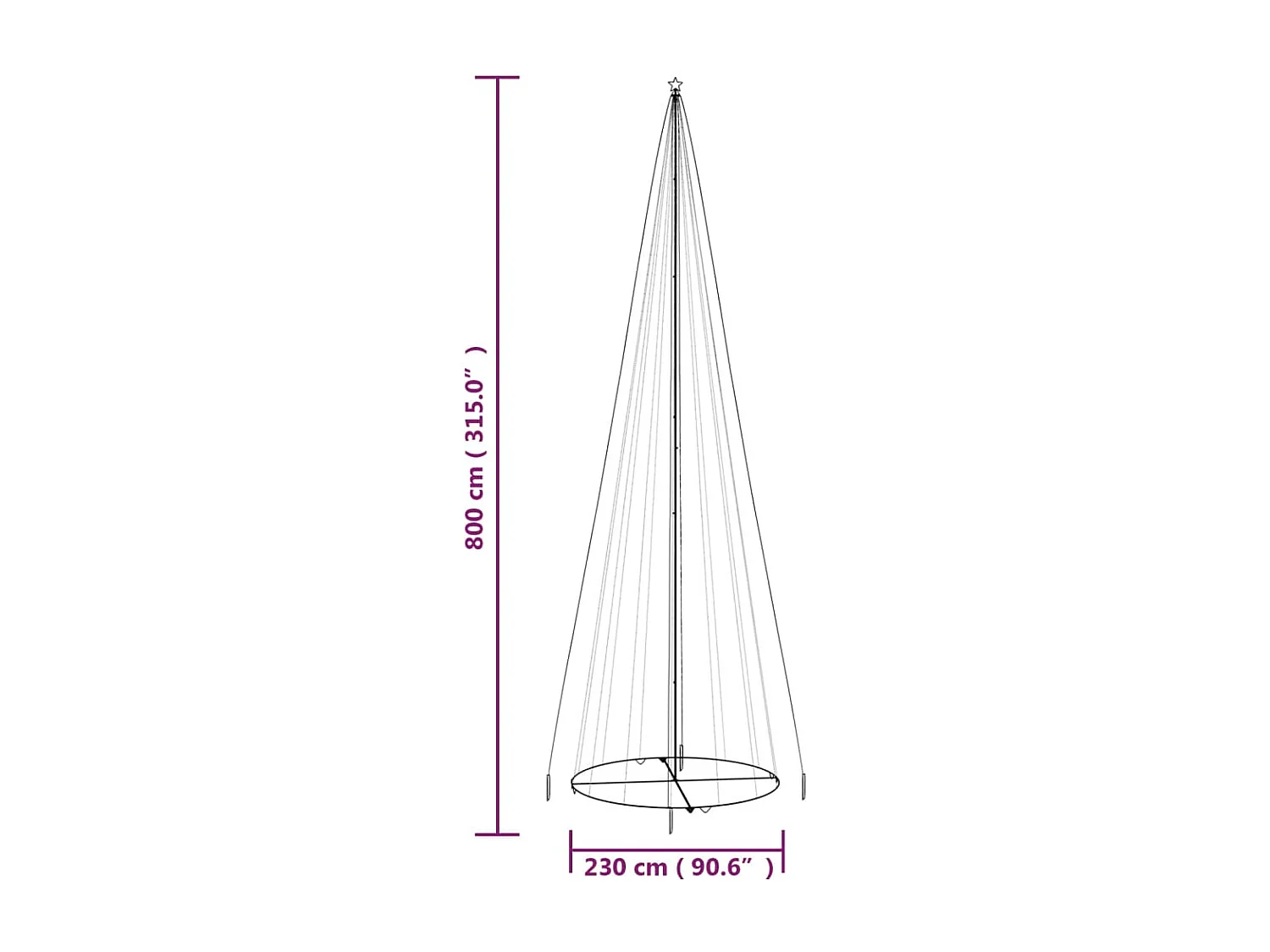 Albero di Natale a Cono Blu 1134 LED 230x800 cm
