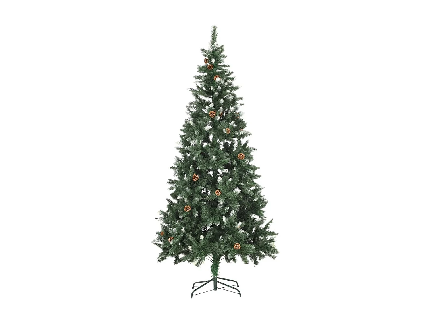 Árvore de Natal artificial com pinhas e brilho branco 210 cm