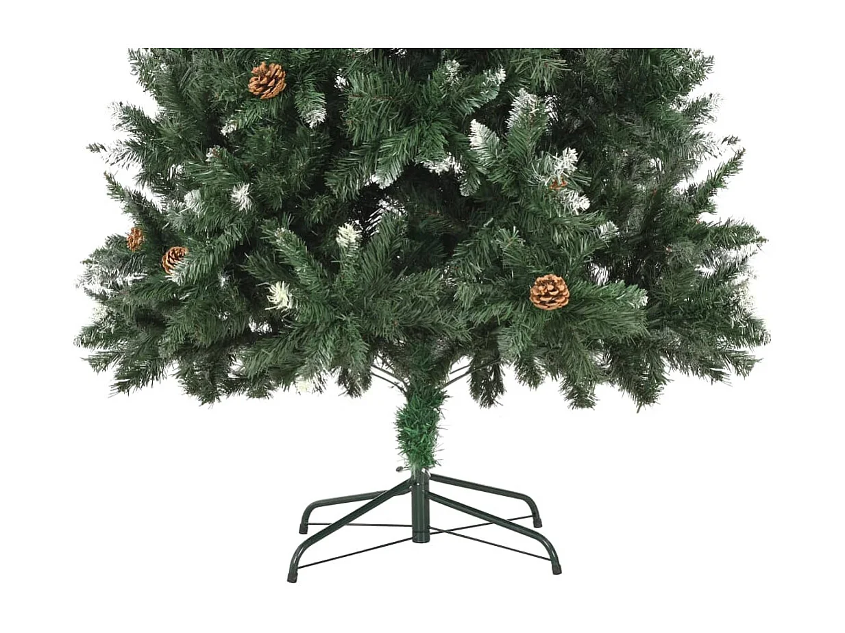 Sapin de Noël avec pommes de pin et paillettes blanches 210 cm